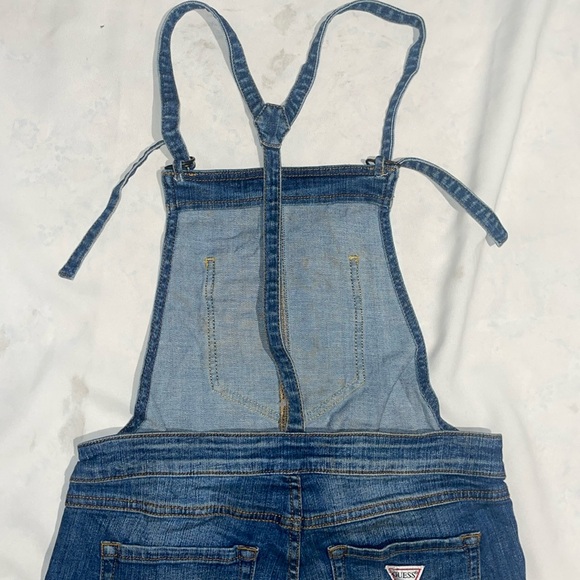 New Guess Jeans Denim Distressed Overalls Crop Cropped Small 25 - Picture 7 of 12